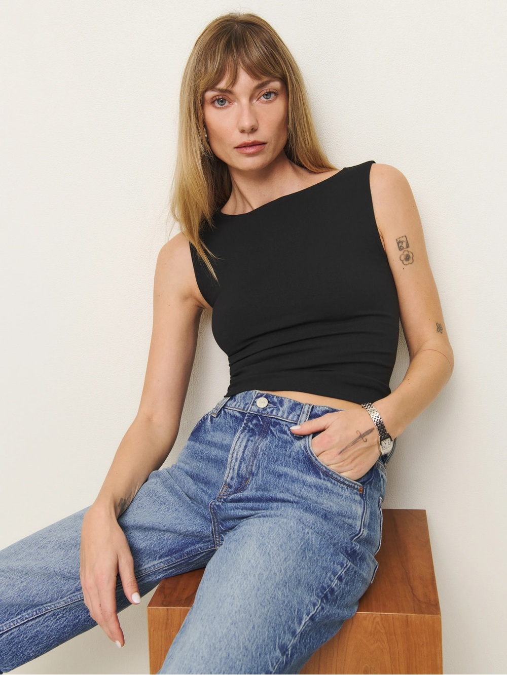 Reformation Black Dusk Knit Top